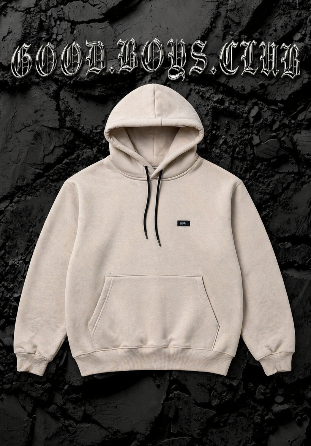 Beige Basic Logo Hoodie