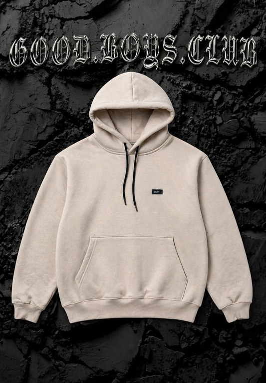 Beige Basic Logo Hoodie