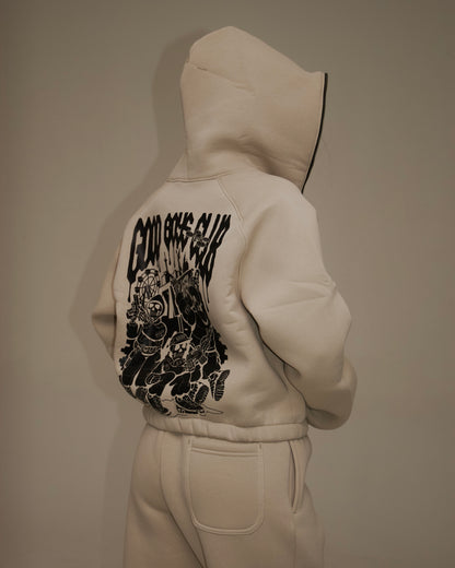 Zip-hoodie beige «1654» H10