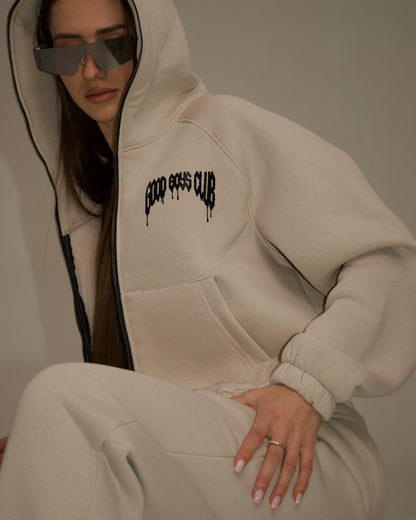 Zip-hoodie beige «1654» H10