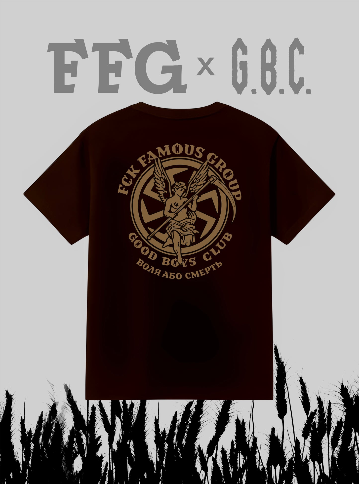 FCK FAMOUS GROUP × GOOD BOYS CLUB T-SHIRT brown
