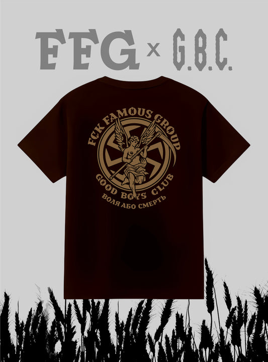 FCK FAMOUS GROUP × GOOD BOYS CLUB T-SHIRT brown