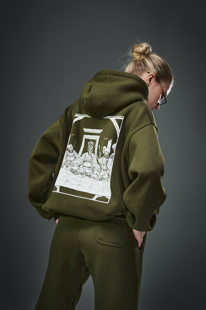 B27  Good boys club “таємна вечеря” khaki hoodie