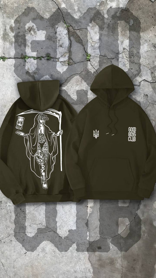 B34  Good boys club “смертельна Віра” khaki hoodie