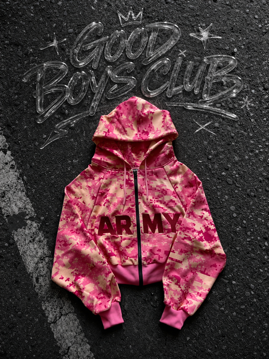 Жіноча укорочена zip-худі   AOR 1 у рожевому виконанні