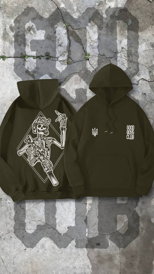 B18  Good boys club “F*ck you” khaki hoodie